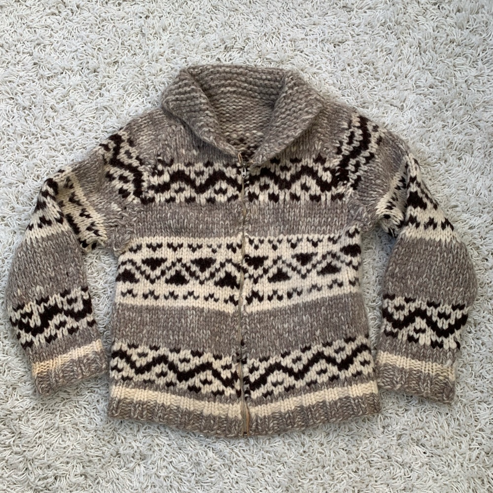 Vintage Cowichan Cardigan Zip Up Sweater